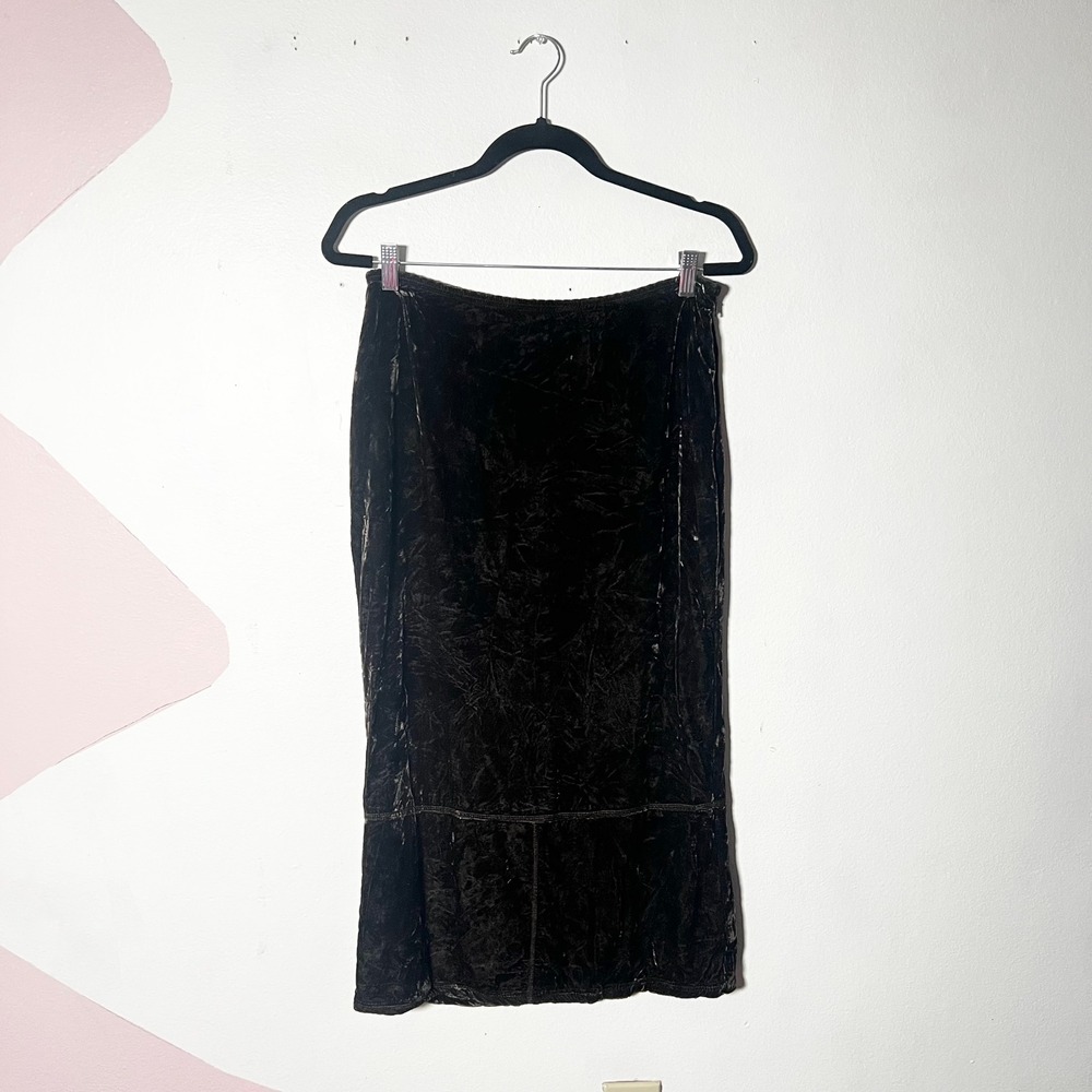 Vintage Brown Crushed Velvet Midi Skirt Size 8 Fairy Grunge Whimsigoth 90s